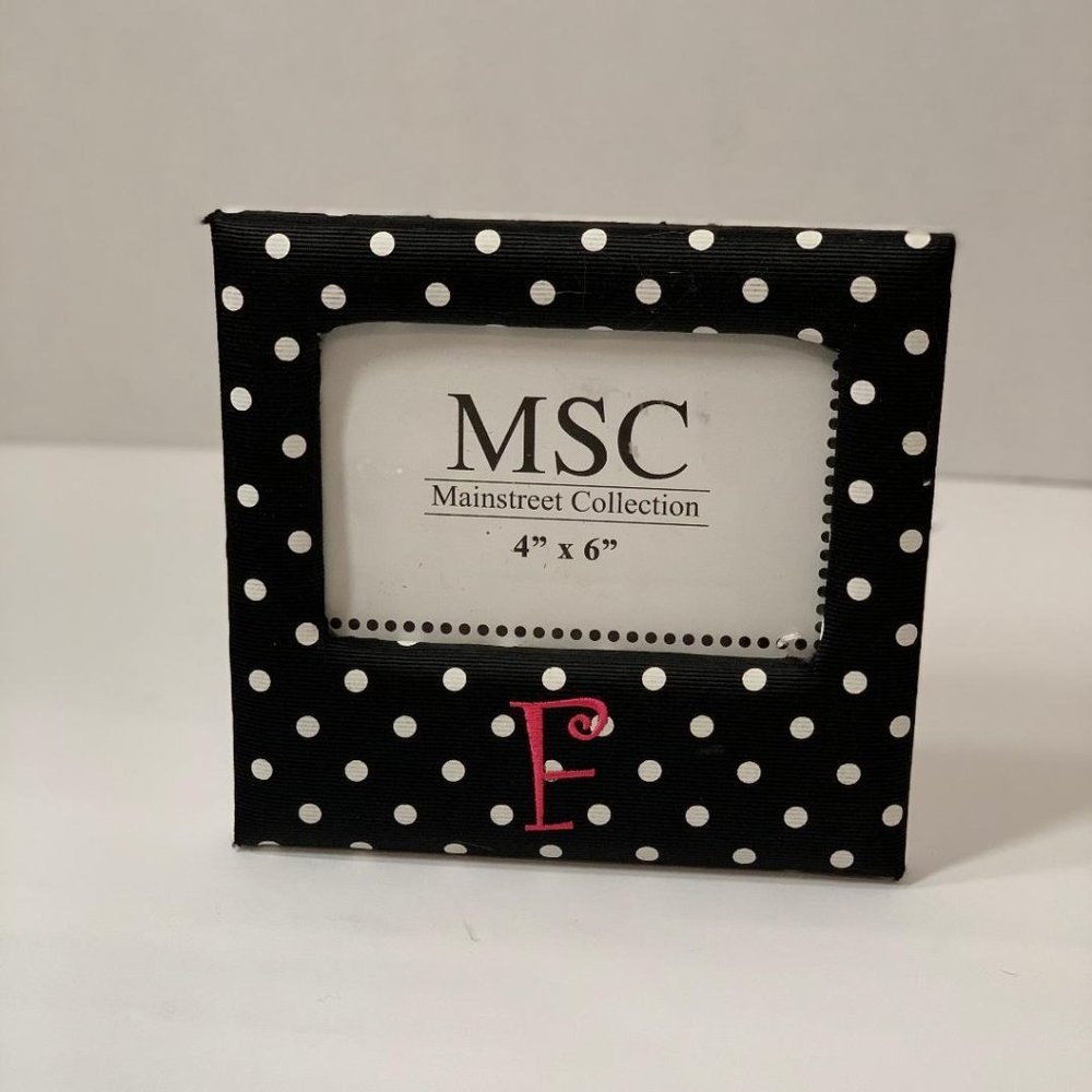 Black Polka Dot Picture Frame Monogram Pink F 4x6
